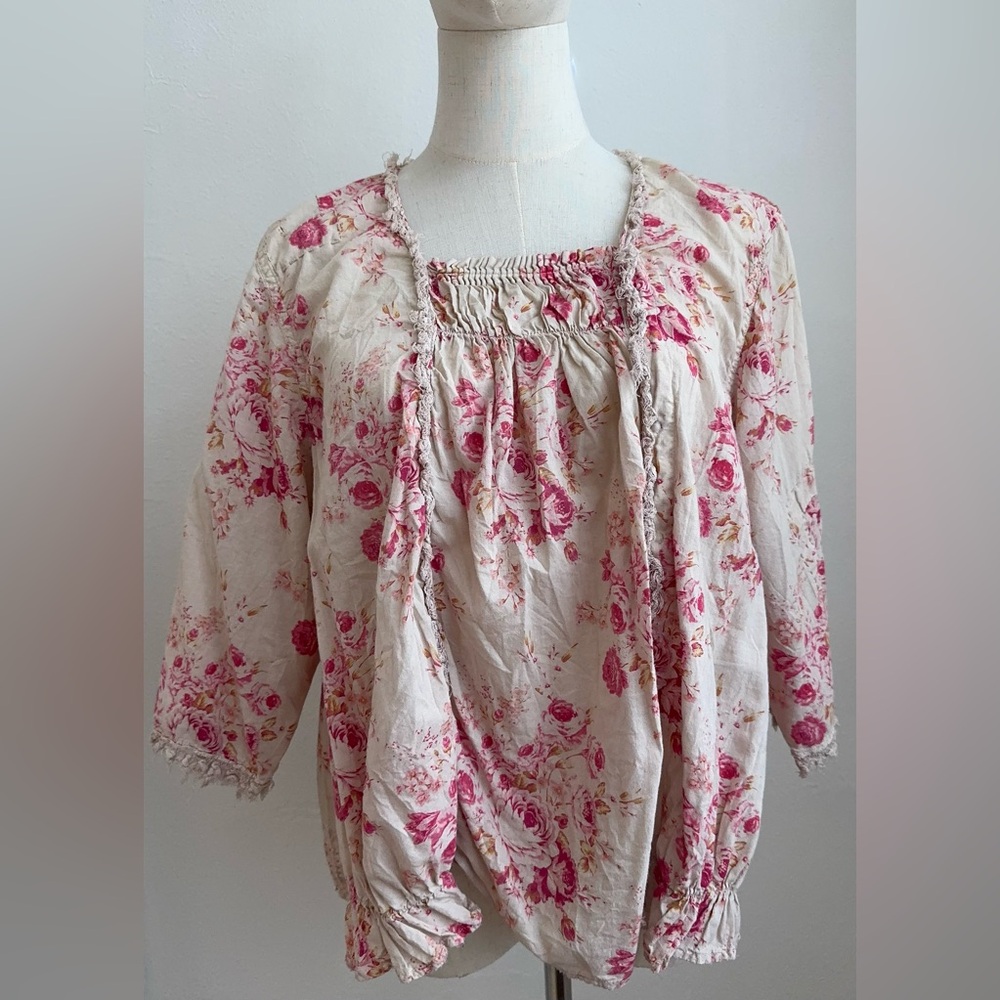 Magnolia Pearl Floral Millie Jo Blouse Top 1413